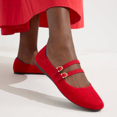 The Double Buckle Mary Jane - ReVelvet™ Red Crisp