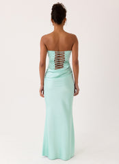 Adara Corset Maxi Dress - Aqua