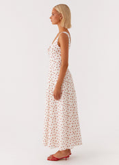 Rowena Midi Dress - Red Floral Ditsy