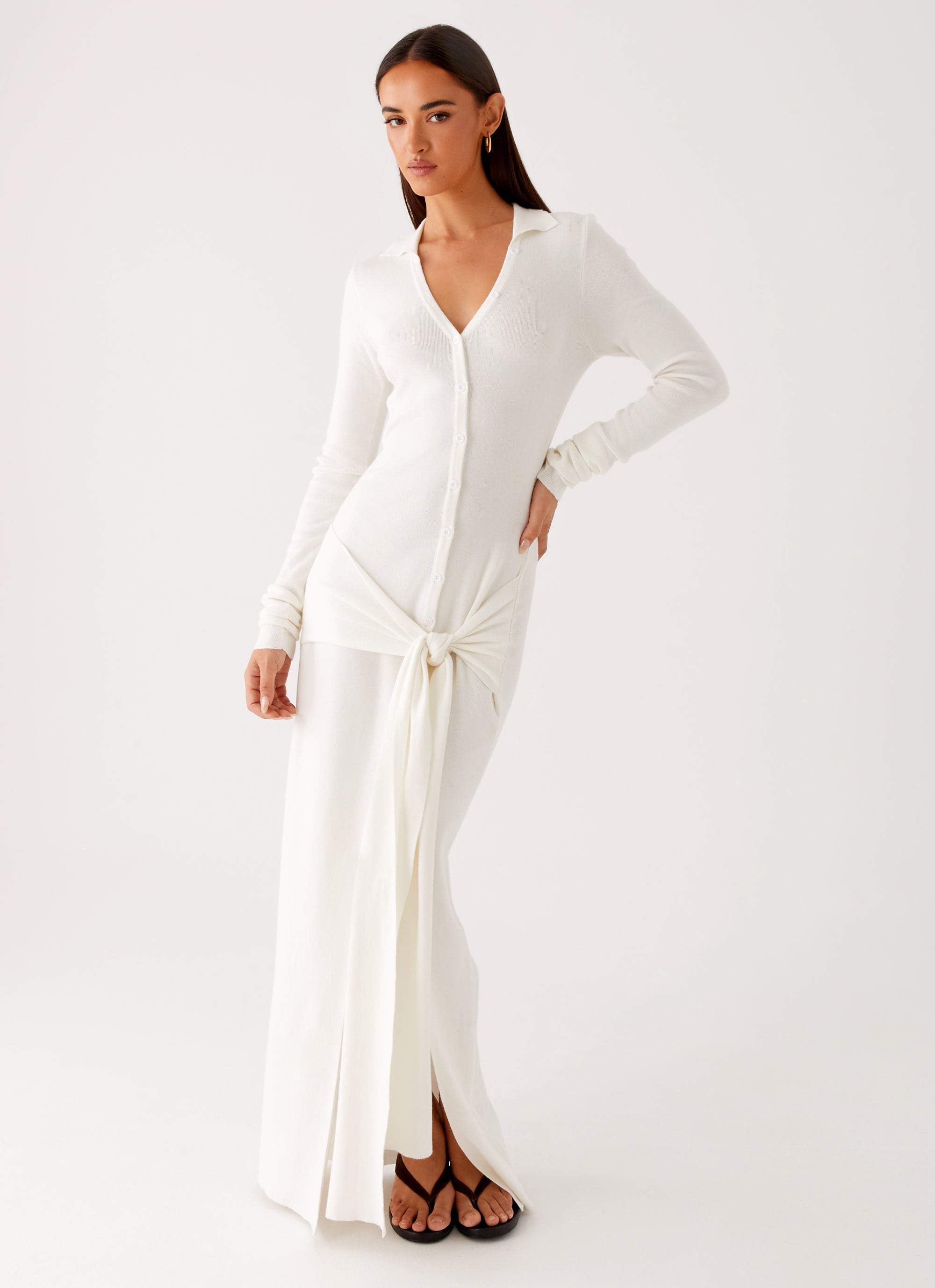 Sabetha Knit Maxi Dress - White