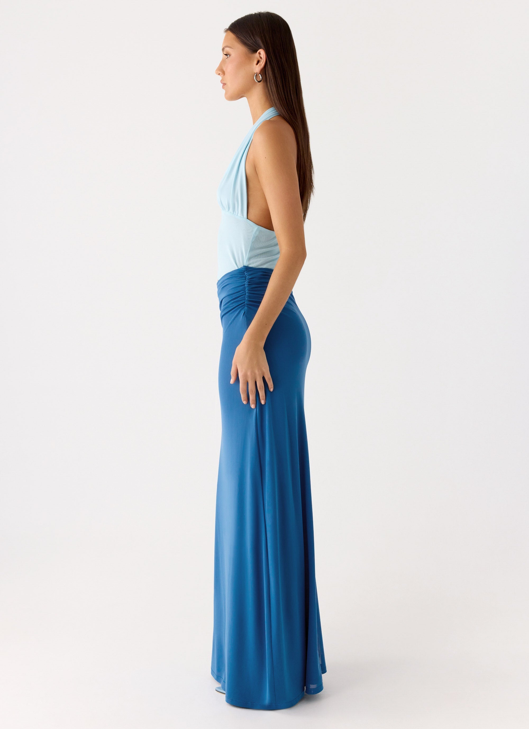 Saresther Halter Neck Maxi Dress - Blue