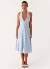 Sashi Halterneck Midi Dress - Pale Blue