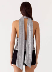 Shining Lights Cowl Top - Silver