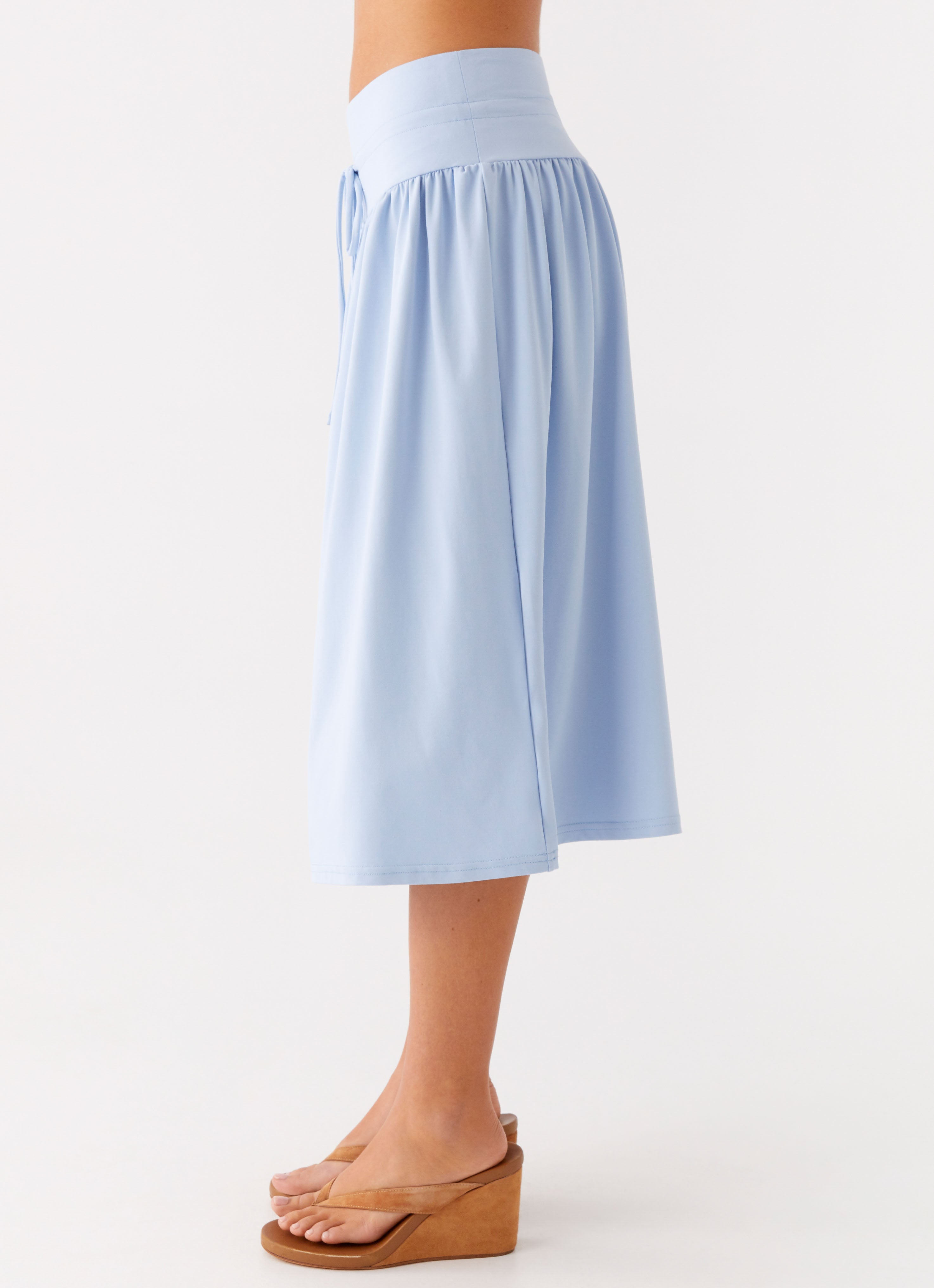 Silver Tides Midi Skirt - Blue